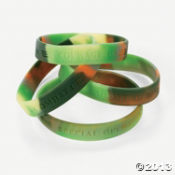 Silicone Camouflage Army Sayings Bracelets<br>1 dozen